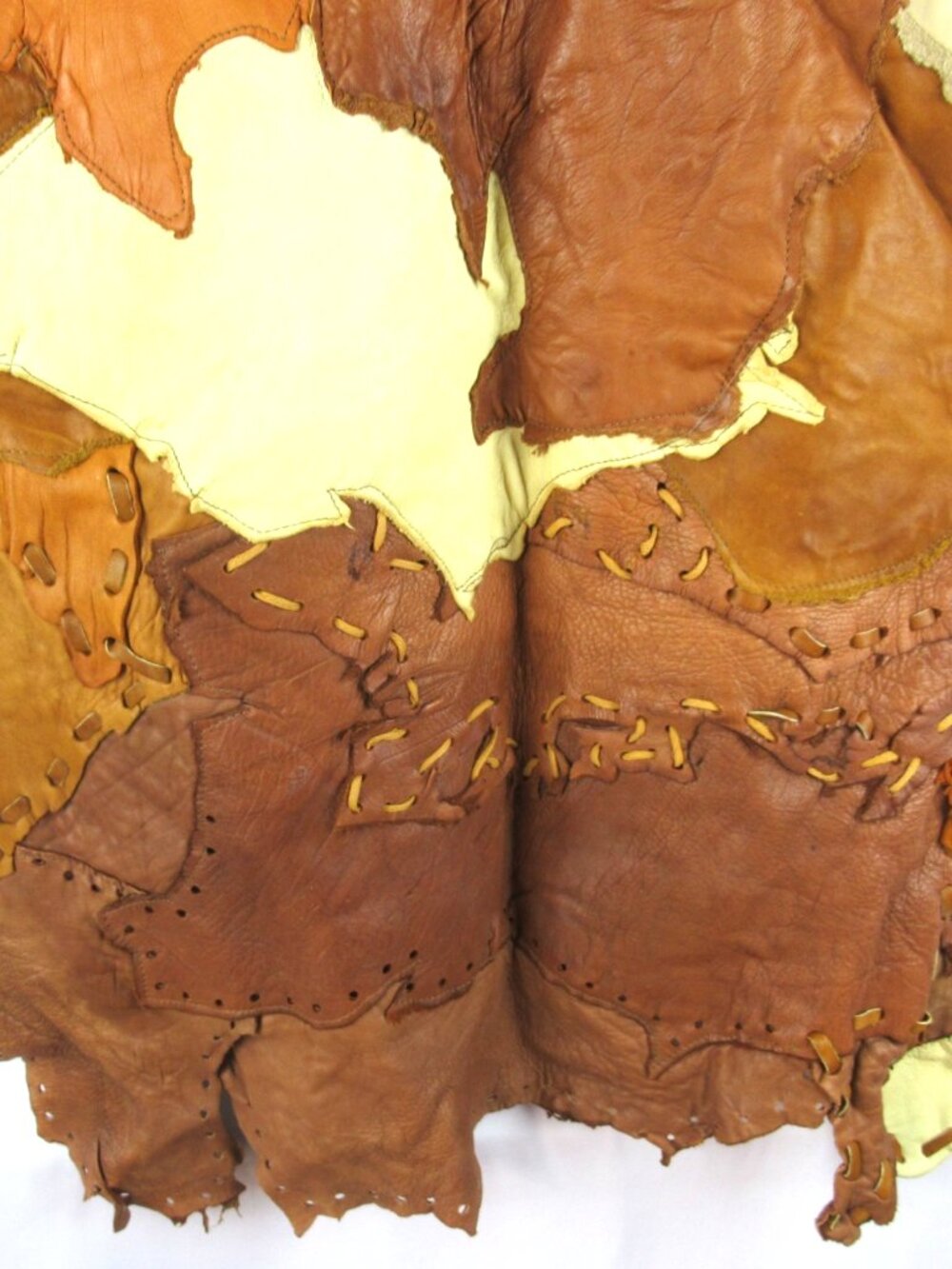 Handmade LEATHER PATCHWORK SKIRT Renaissance, Medieval, Festival, Rodeo - Picture 4 of 6